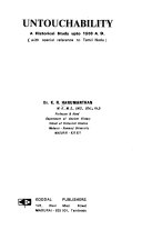 Untouchability : a historical study upto 1500 A. D.